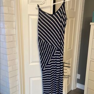 New York & Company Navy and White Striped Dress